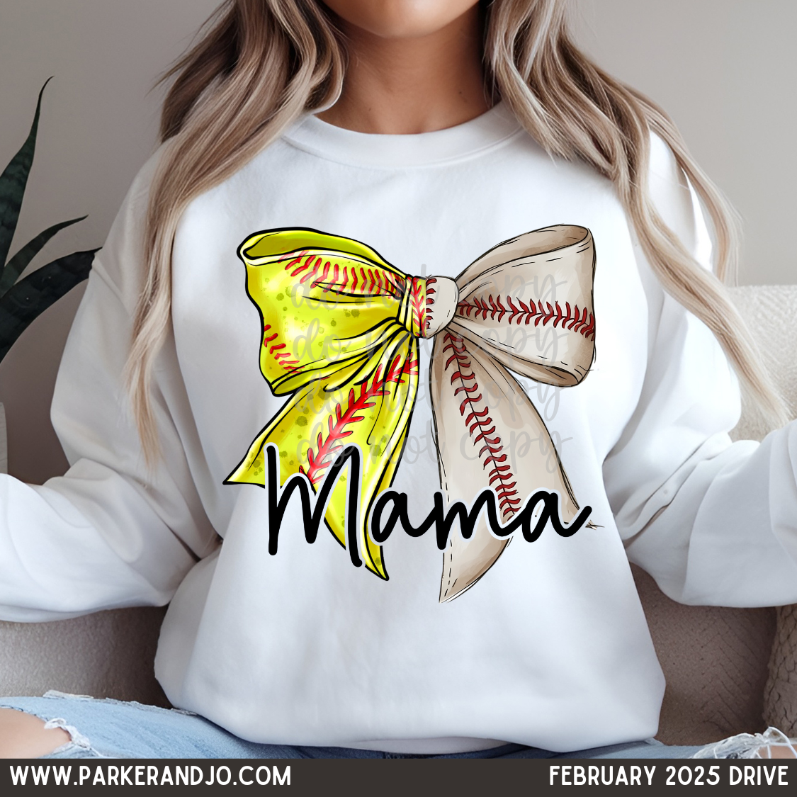 Softball & Baseball Mama bow png