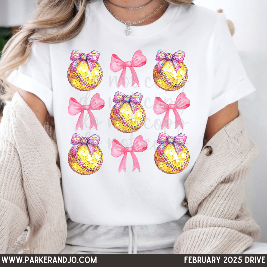 Disco ball softballs with bows png