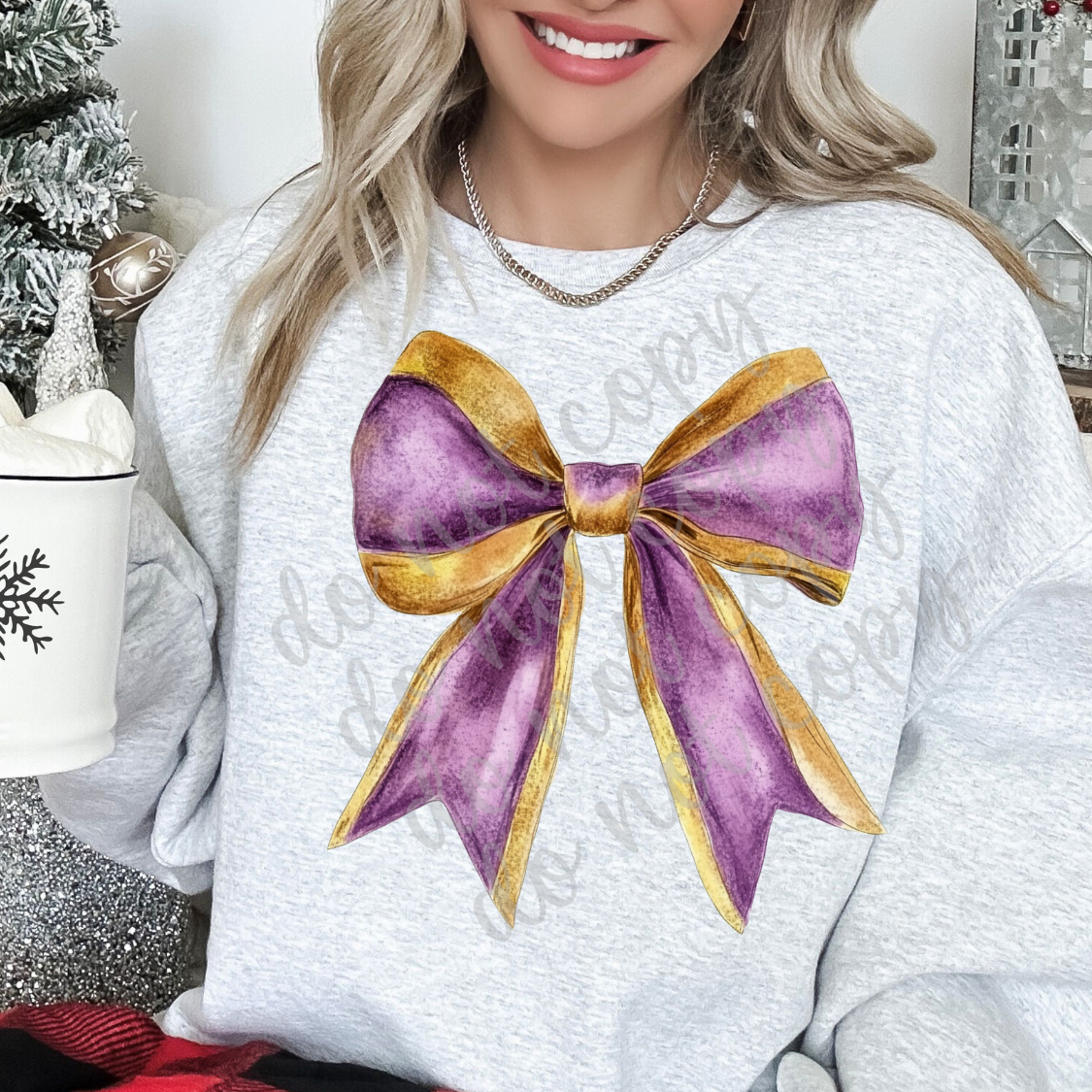 Purple and Gold Coquette Bow PNG
