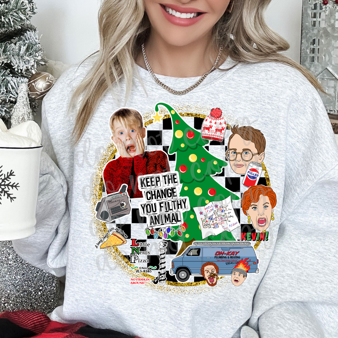 Kevin Checkered Circle Christmas Movie PNG