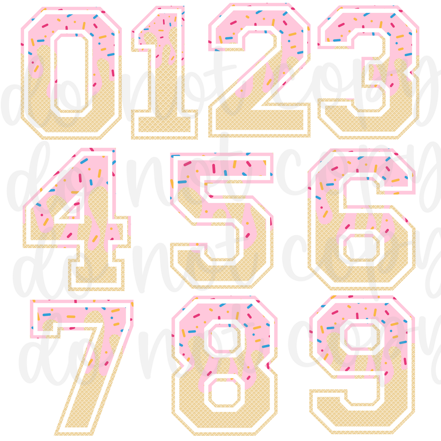 Photoshop .PSD Templates Ice Cream Drip Numbers Bundle
