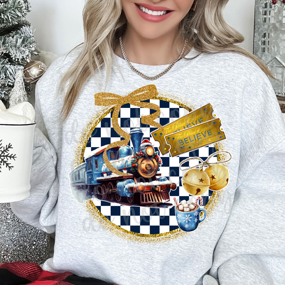 Checkered Circle Christmas Train Movie PNG