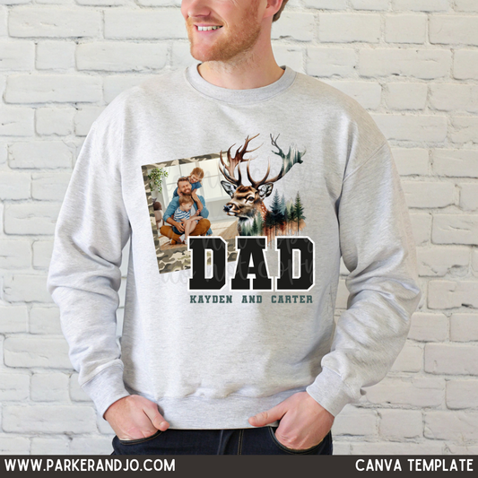 Dad Watercolor Deer Canva Template