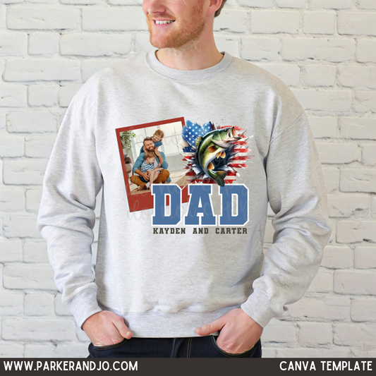 Dad Watercolor Fishing Canva Template