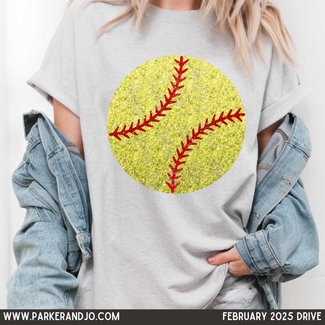 yellow faux glitter softball png