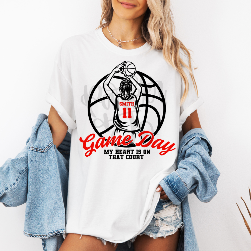 Girls Basketball My Heart is on that Court Canva Template