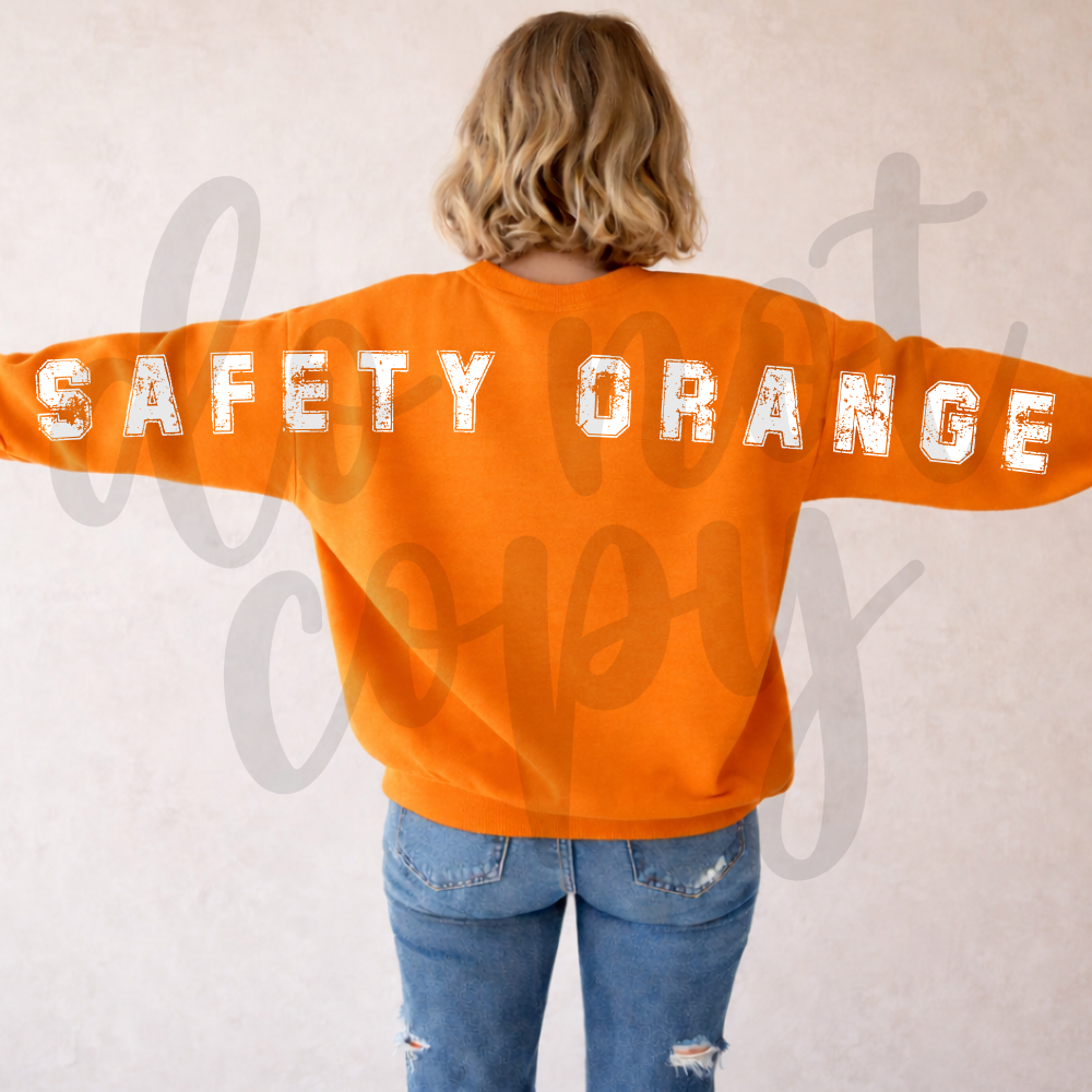 Gildan Safety Orange Wide Long Back Crewneck Mockup