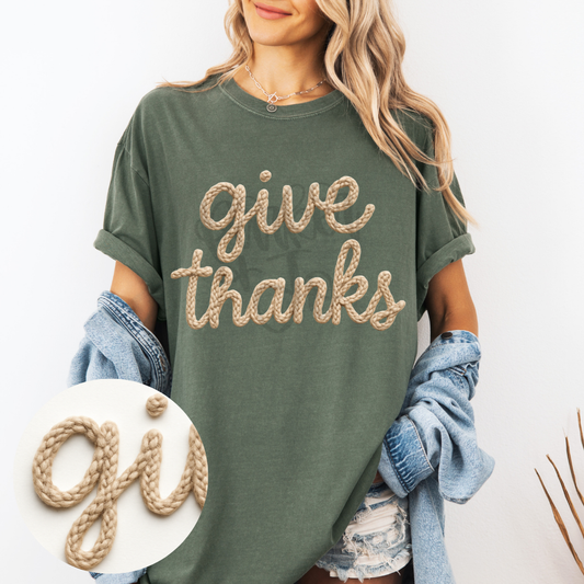 Faux Yarn Crochet Give thanks png