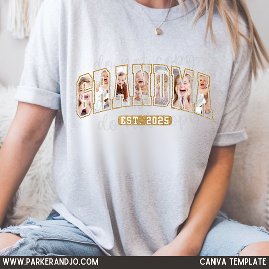 Grandma  Est. Custom Date Photo Canva Template