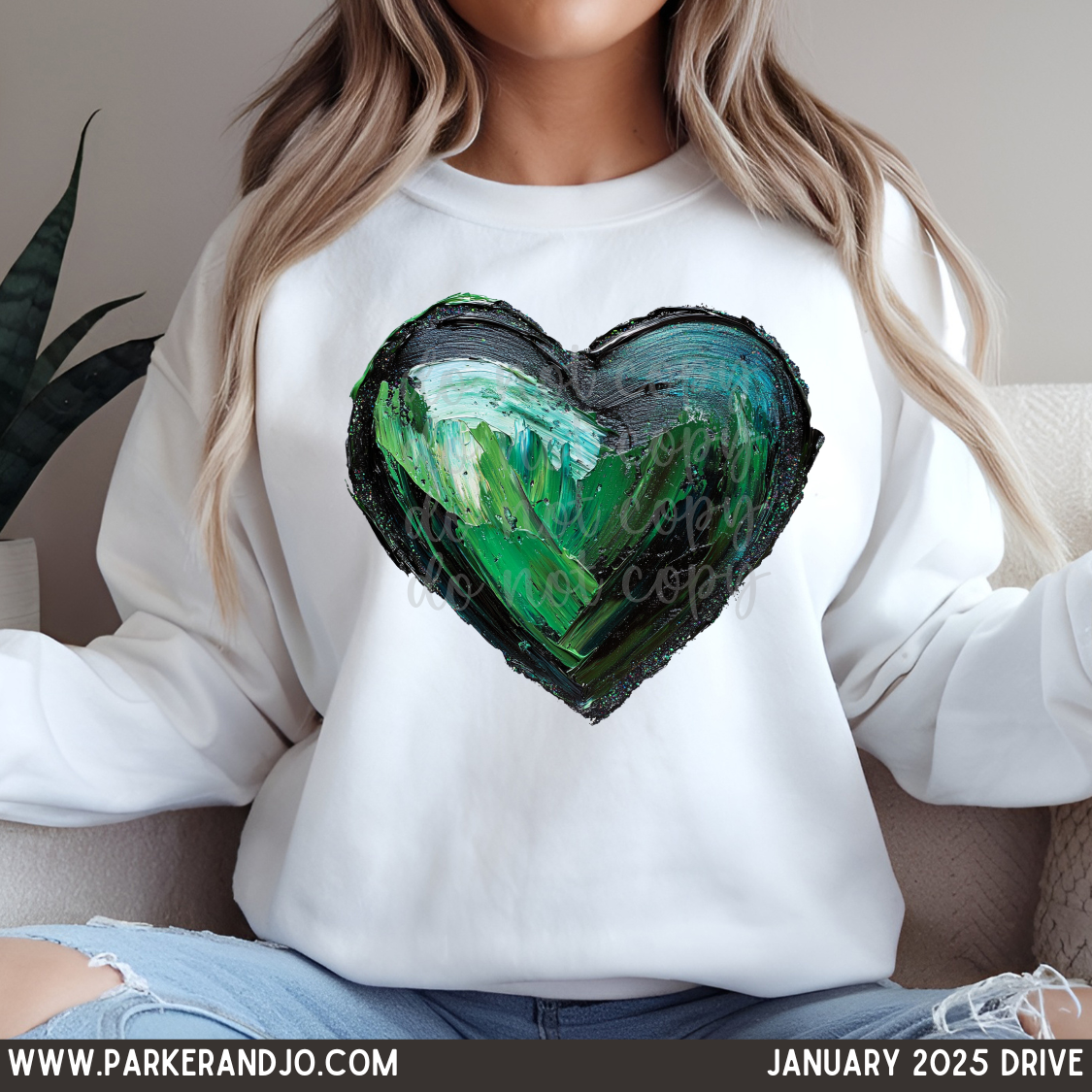 Green & Black Painted Heart PNG