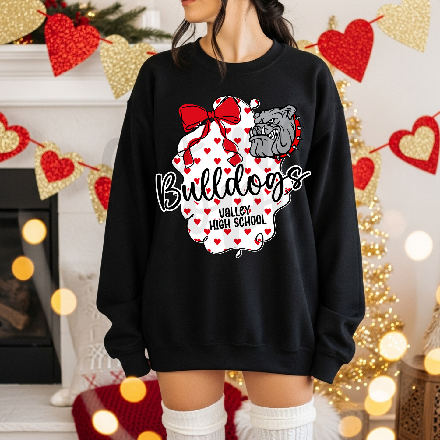 Bow Frame Hearts Mascot Editable Canva Template