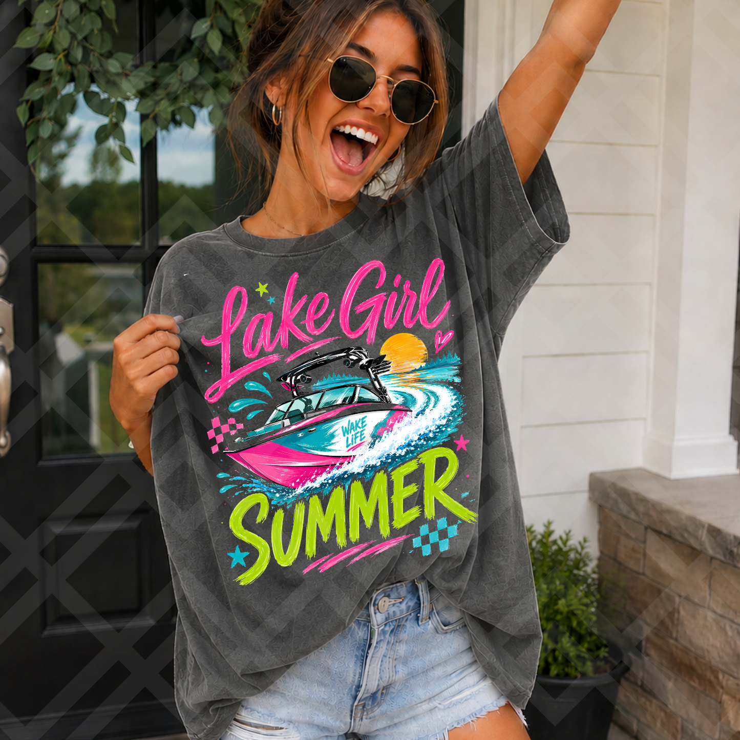 NEON LAKE GIRL SUMMER PNG