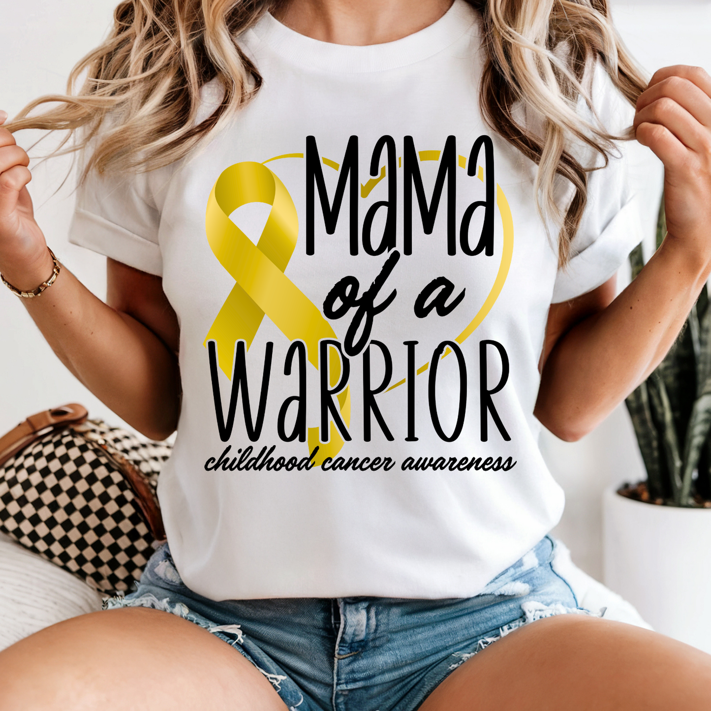MAMA of a warrior editable cancer ribbon canva template