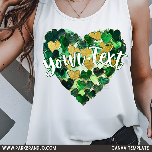 Green Painted Heart Canva Template