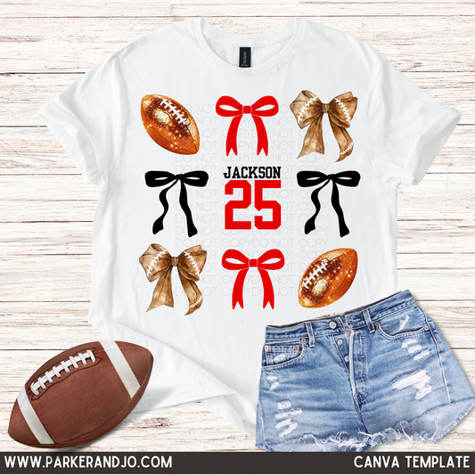 Footballs and Bows Canva Template