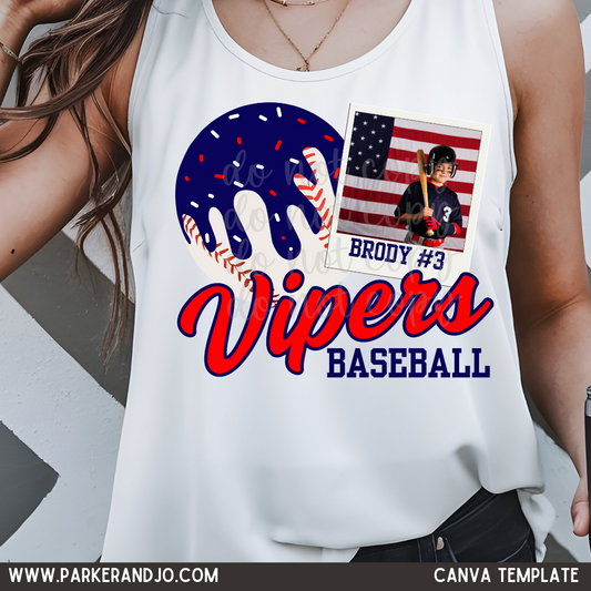 Drip Baseball Polaroid Canva Template