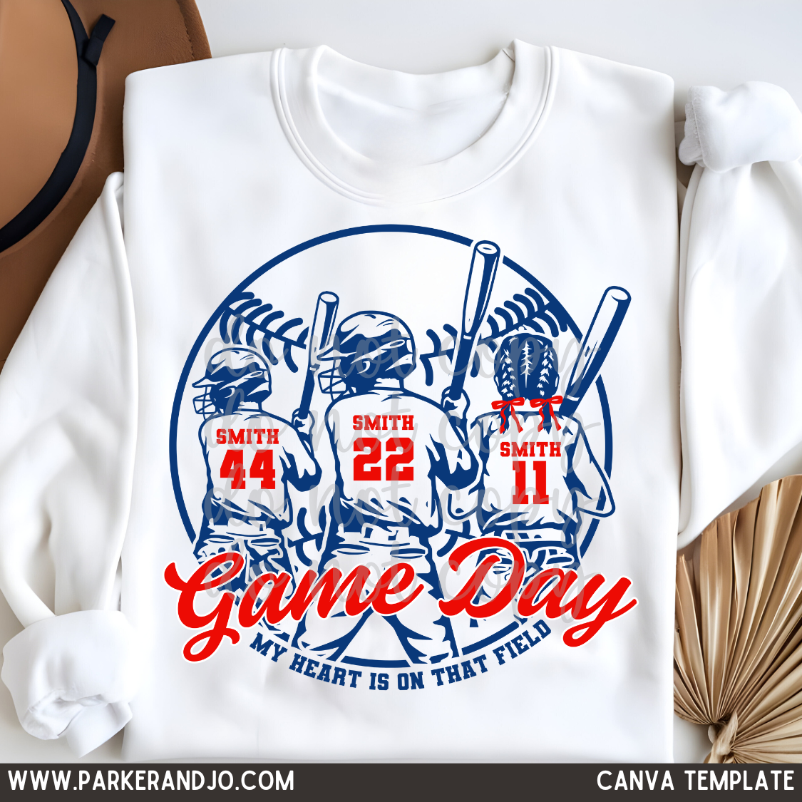 2 Baseball Brothers 1 Baseball Sister Canva Template