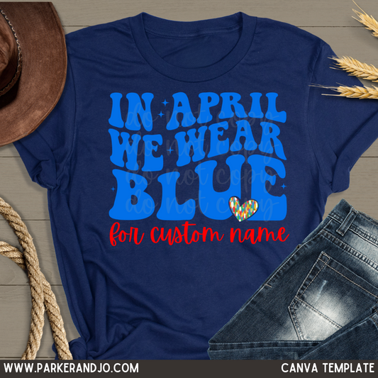 In April We Wear Blue Canva Template