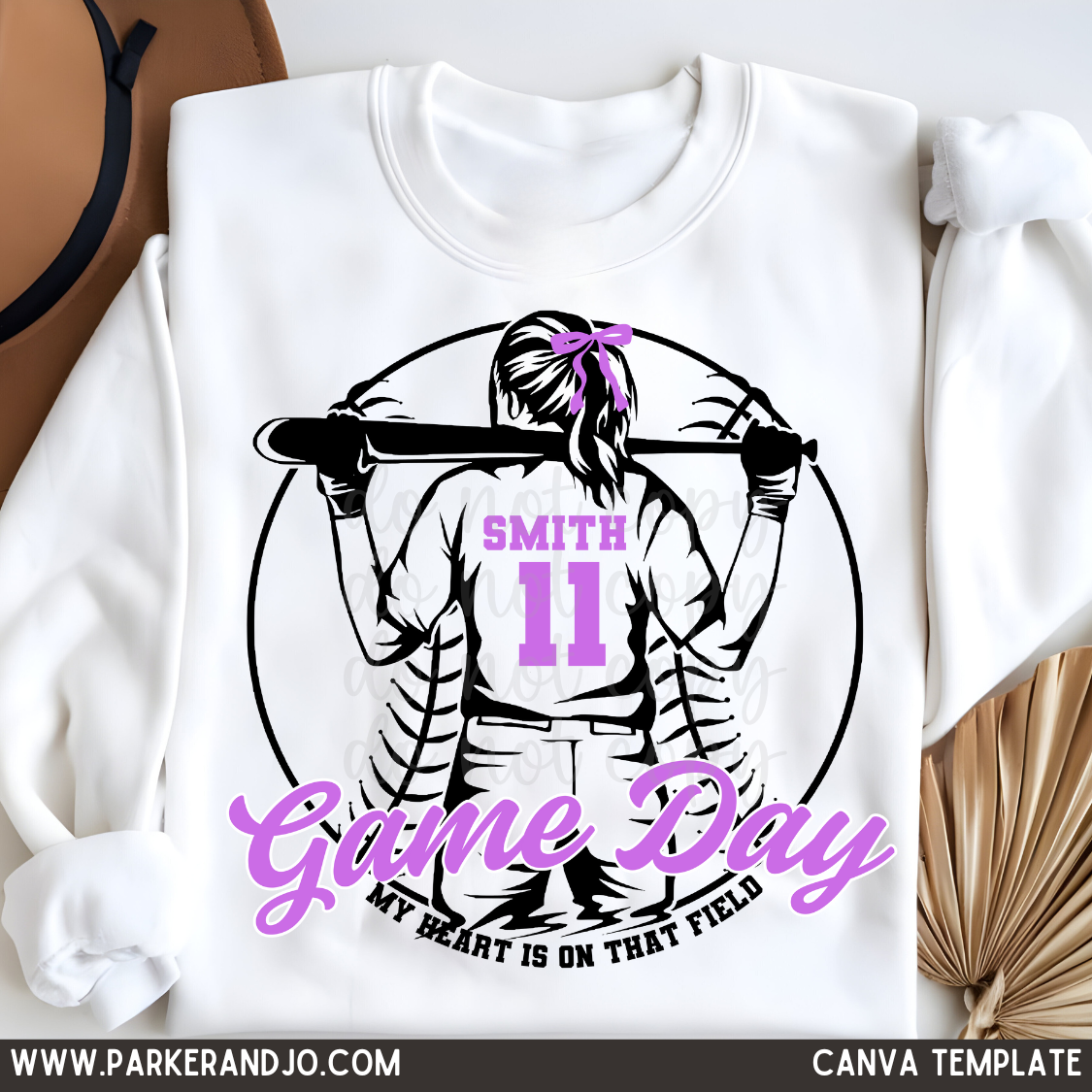 Ponytail Softball Girl Canva Template