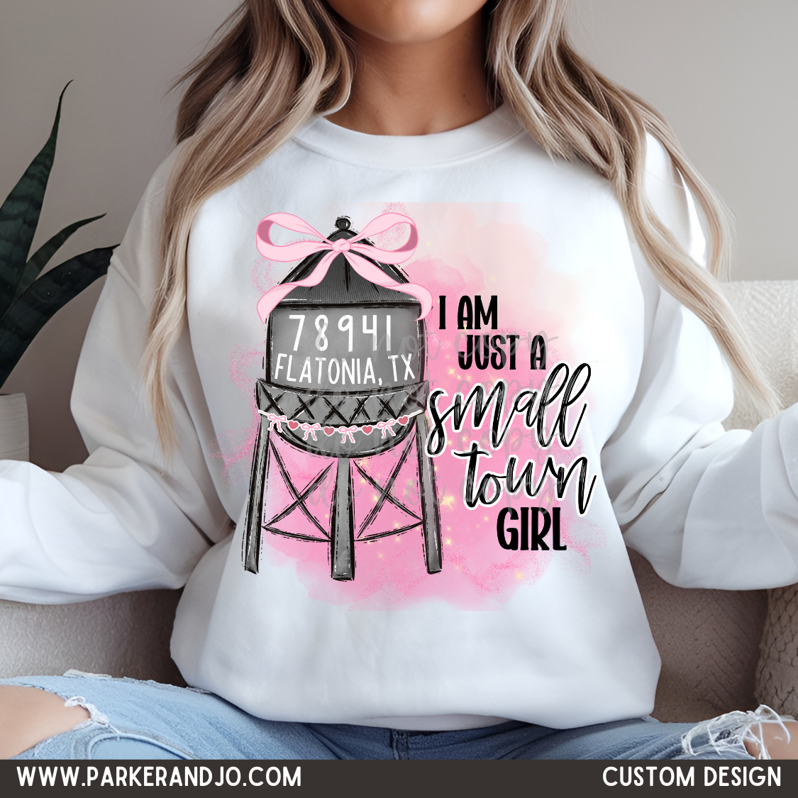 CUSTOM - Small town girl pink bow png