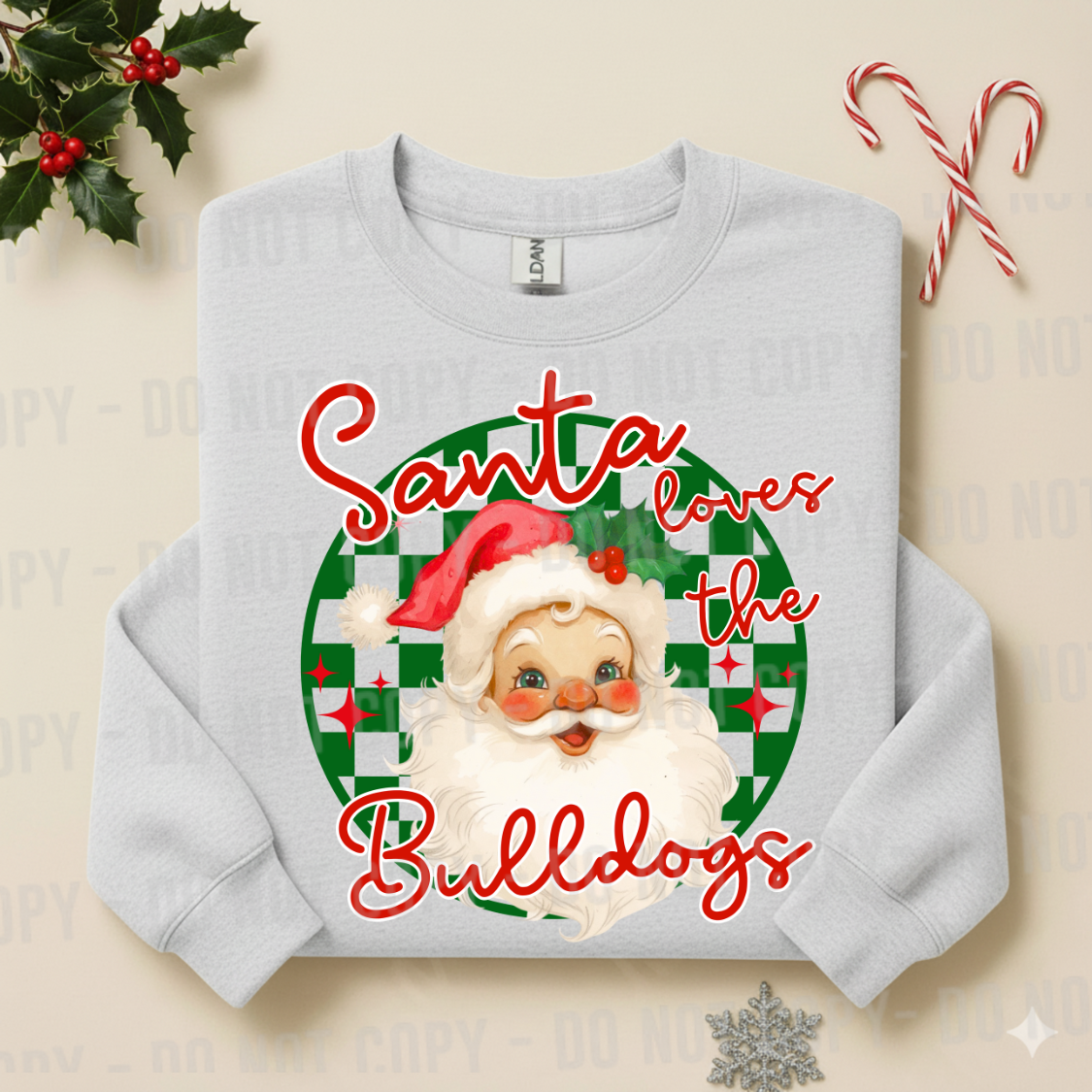 Checkered Santa loves the Mascot Editable Canva Template