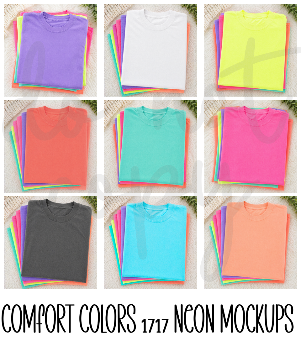 Comfort Colors 1717 Stacked Folded Neon Mockups