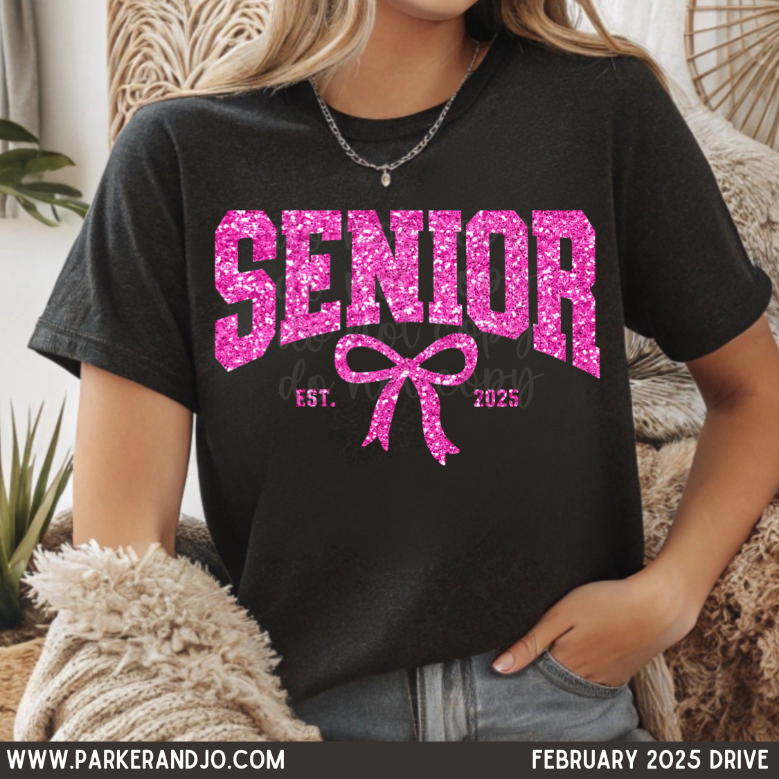 Senior Pink Faux Glitter 2025 png