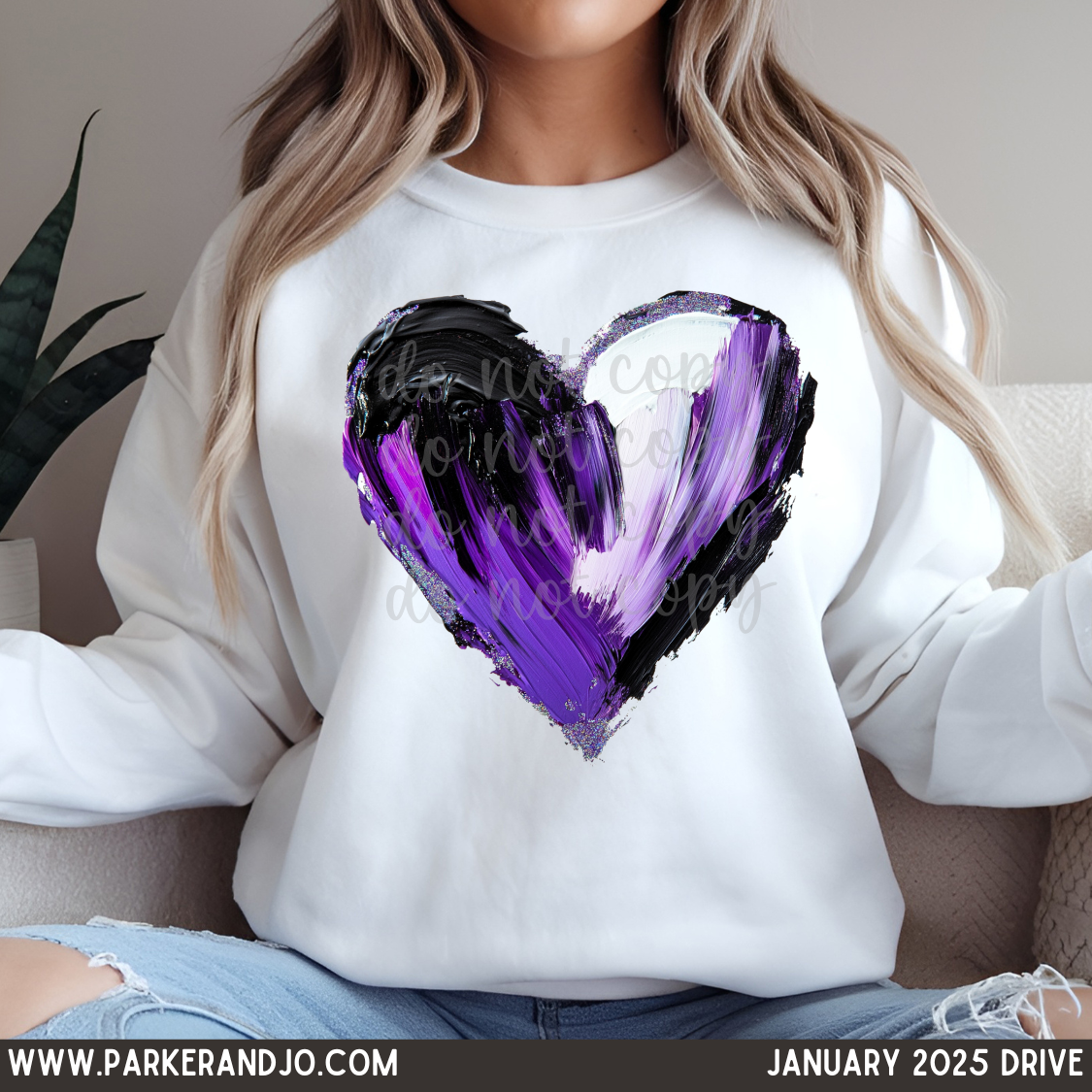 Purple & Black Painted Heart PNG