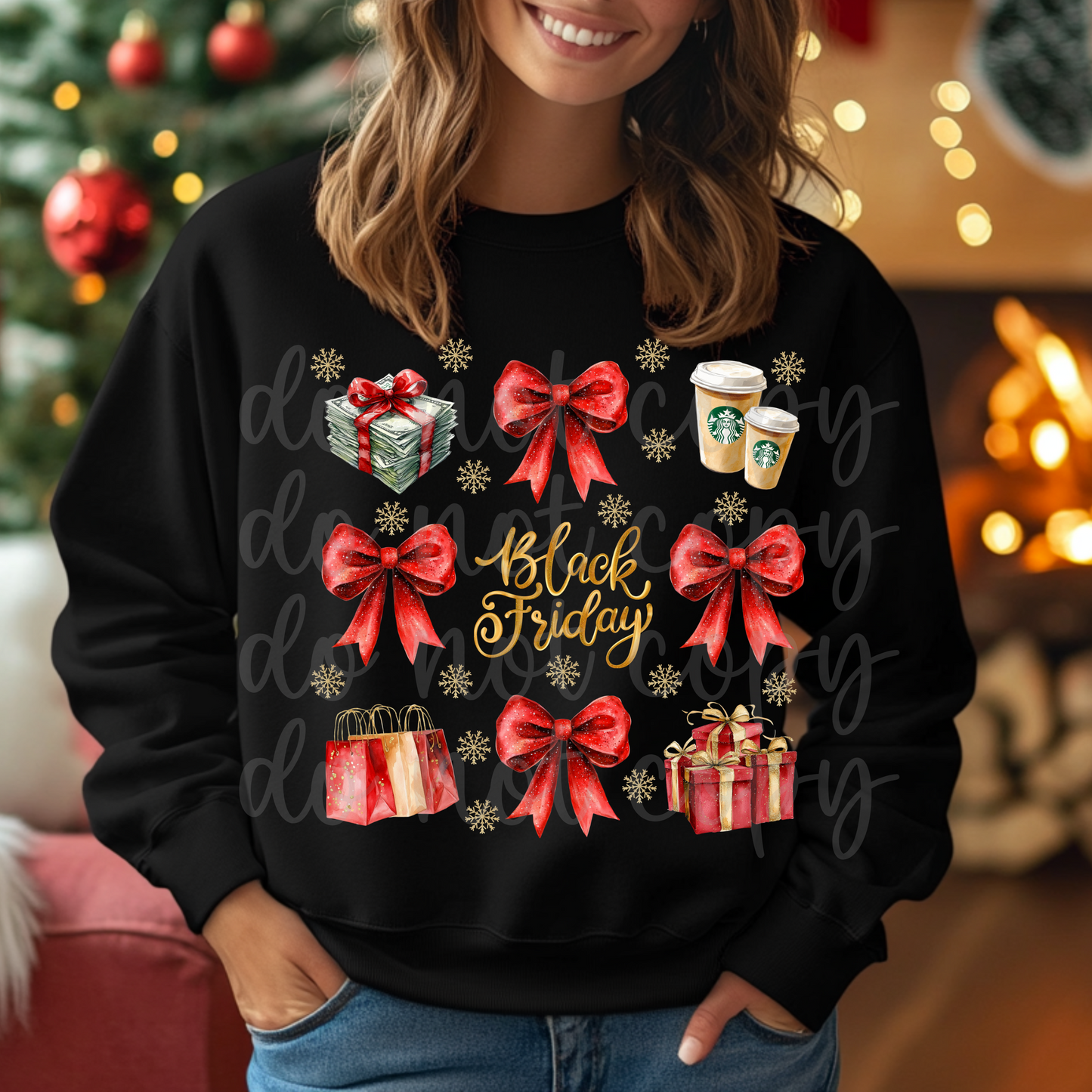 Black Friday with Starbucks Red Bows PNG