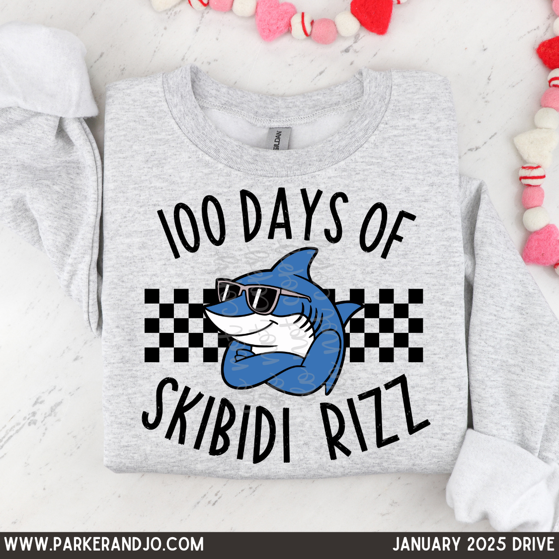 100 Days of Skibidi Rizz Shark PNG