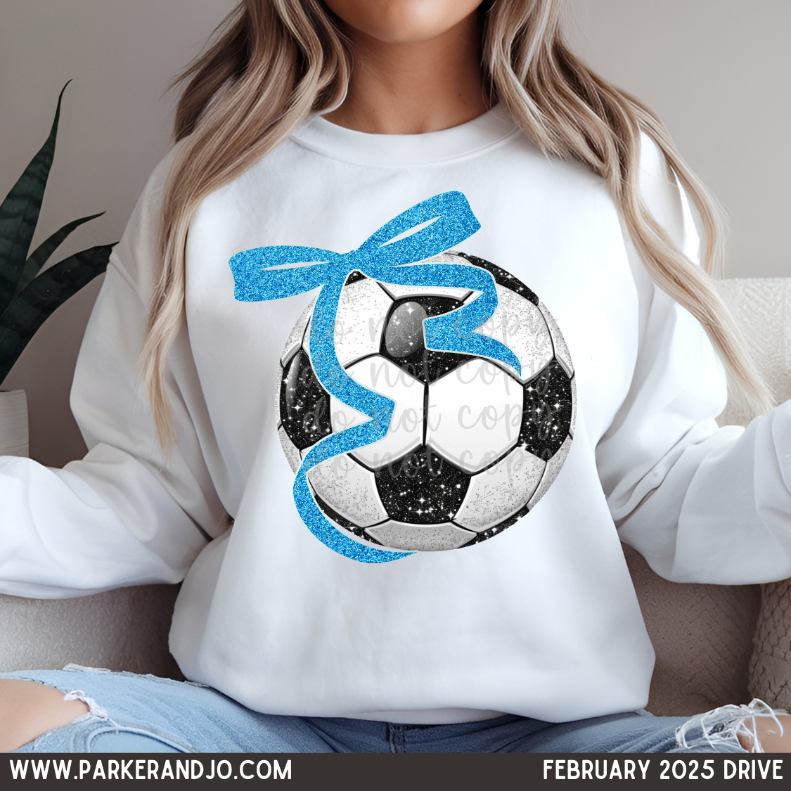 Soccer light blue bow png