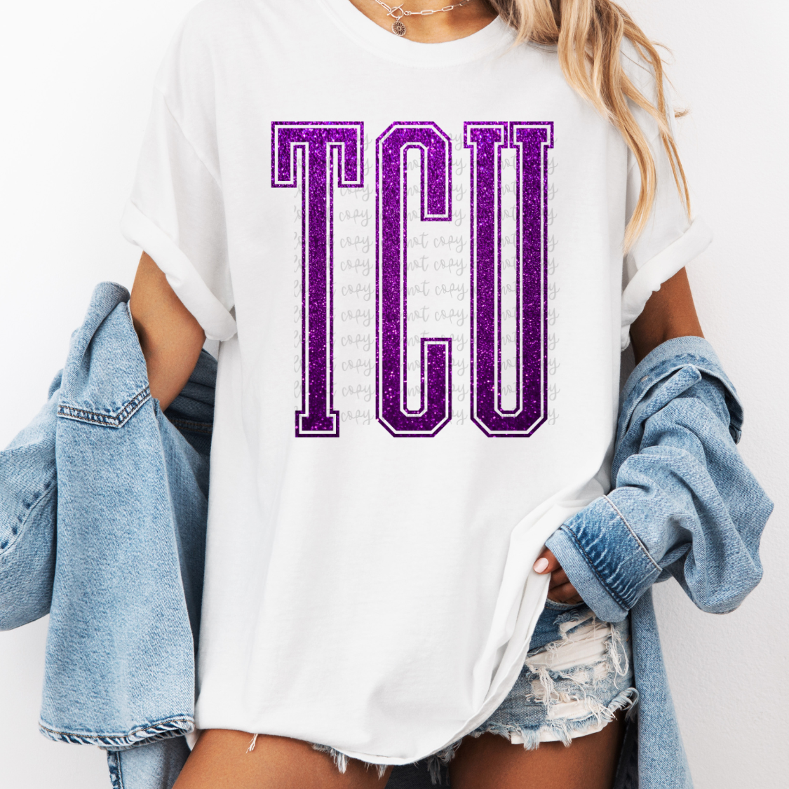 Collegiate Tall Varsity Faux Glitter PNG