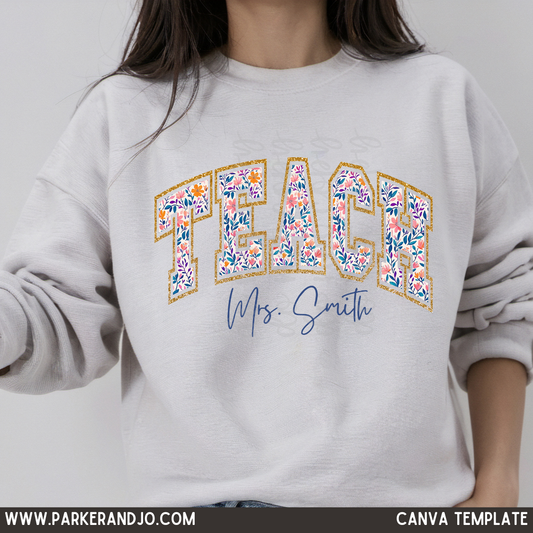 Floral TEACH Canva Template