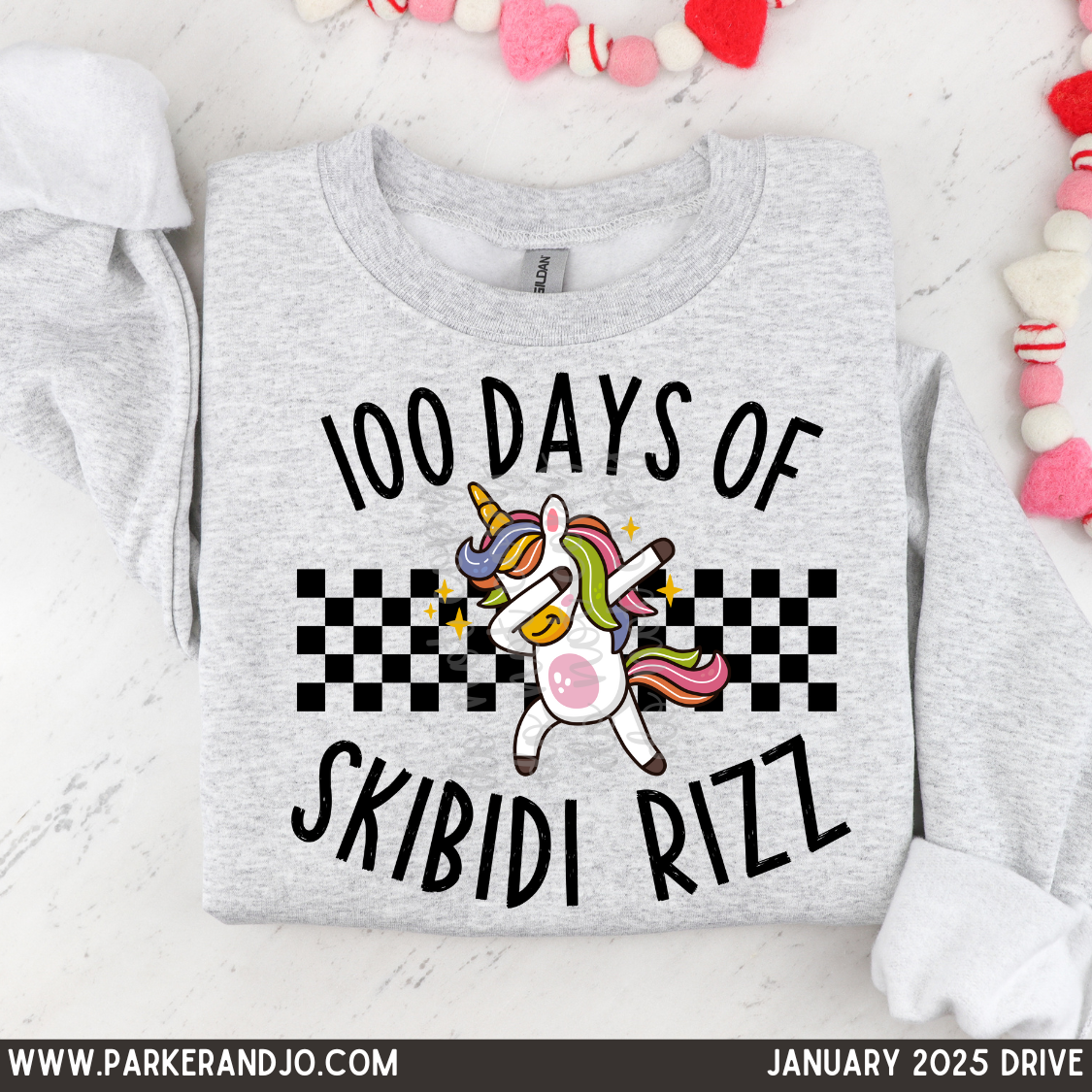 100 Days of Skibidi Rizz Unicorn PNG