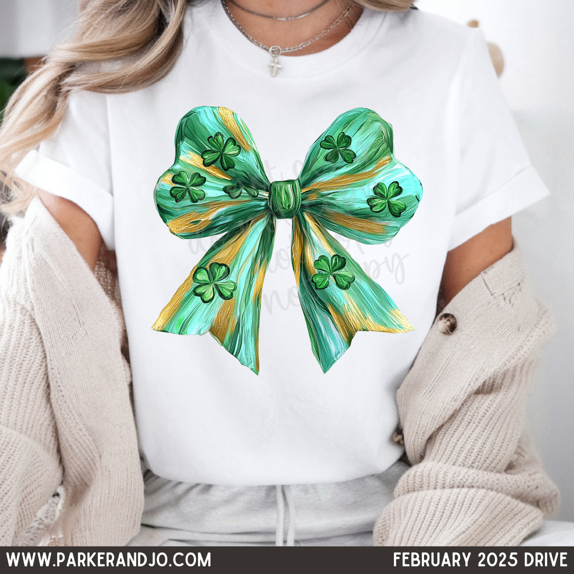 Watercolor Shamrock Bow png
