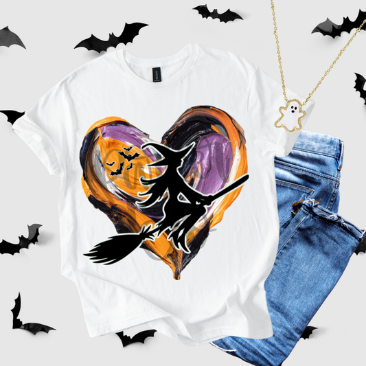 Painted Halloween Heart Witch png