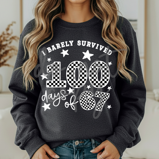 I barely survived 100 days of 67 white png