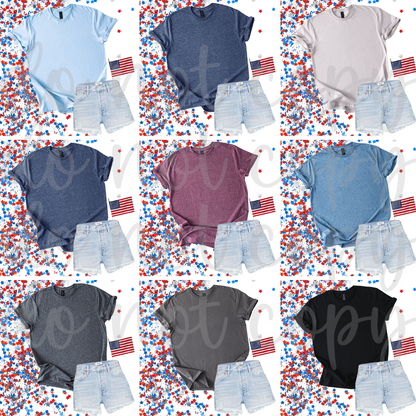 Gildan SoftStyle 64000 Patriotic Mockup Bundle - 17 Colors Included