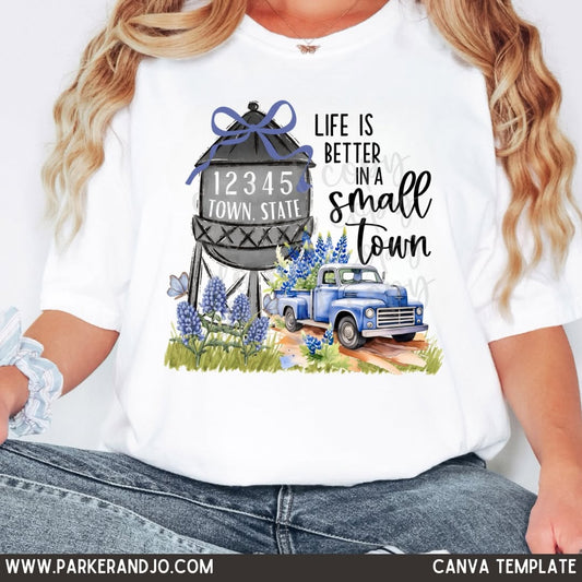 Small Town Bluebonnets Water Tower Canva Template