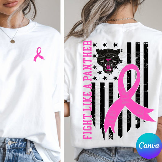 FIGHT LIKE A MASCOT (Breast Cancer Awareness Pink Out) FLAG CANVA TEMPLATE