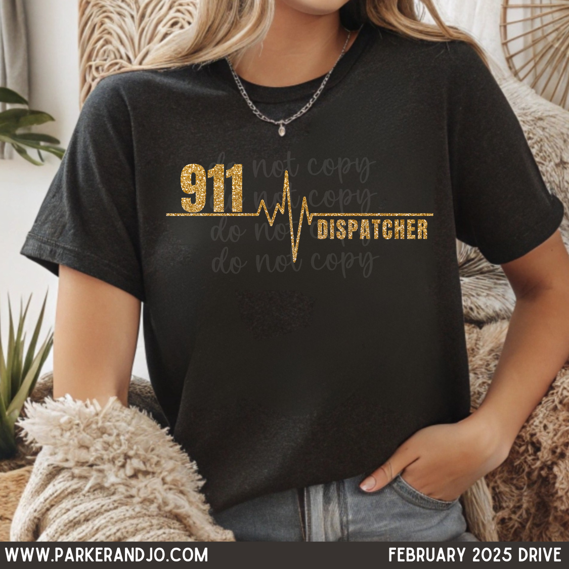 911 Dispatcher Gold Glitter png