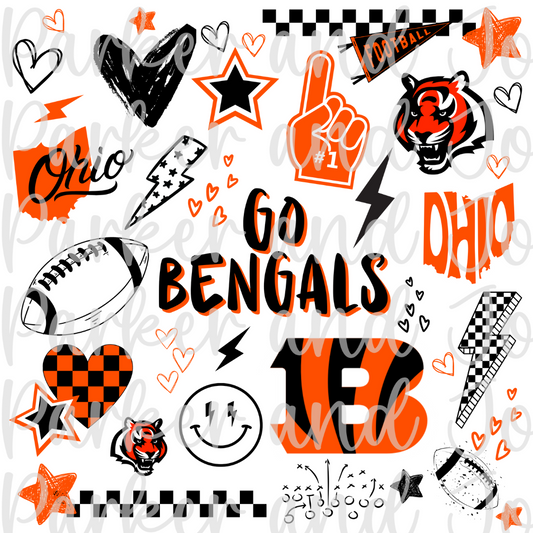 Cincinnati Bengals Preppy Collage Football PNG File