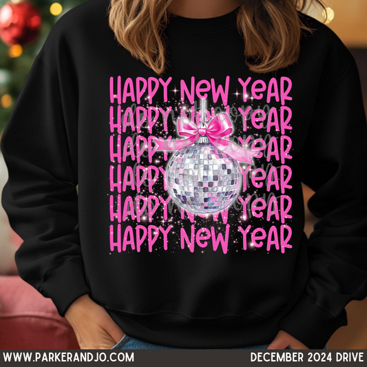 HAPPY NEW YEAR Pink Disco Ball PNG