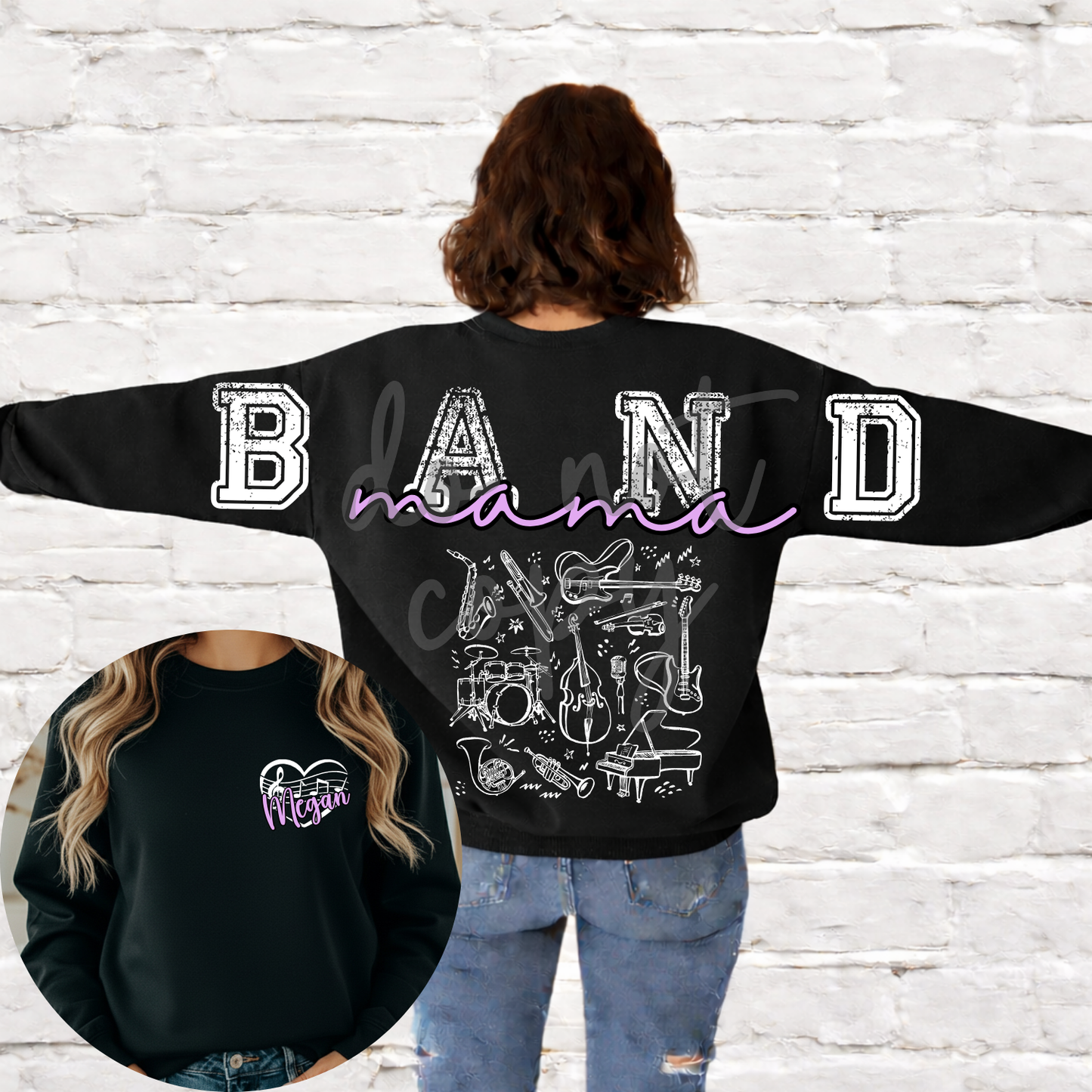 Band Mama Long Big Back Editable Template