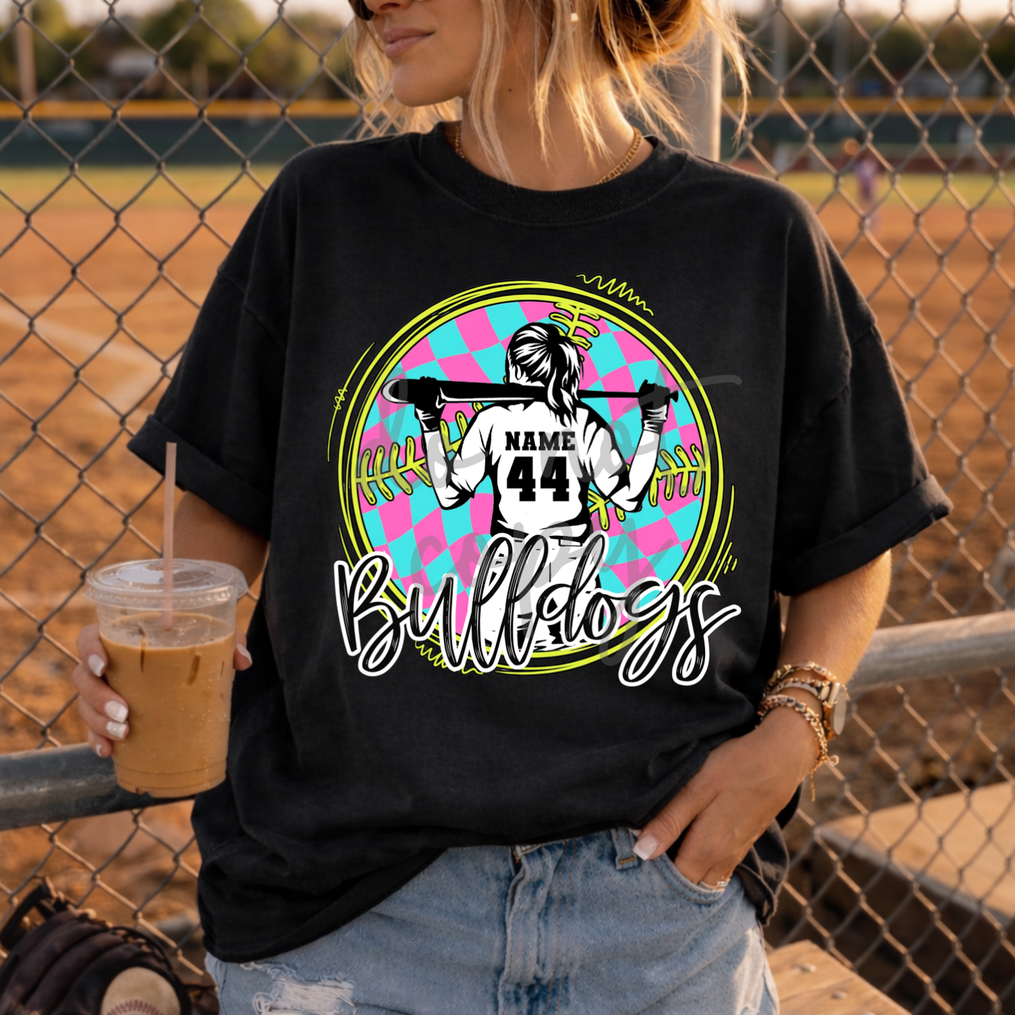 checkered softball and baseball player editable canva template