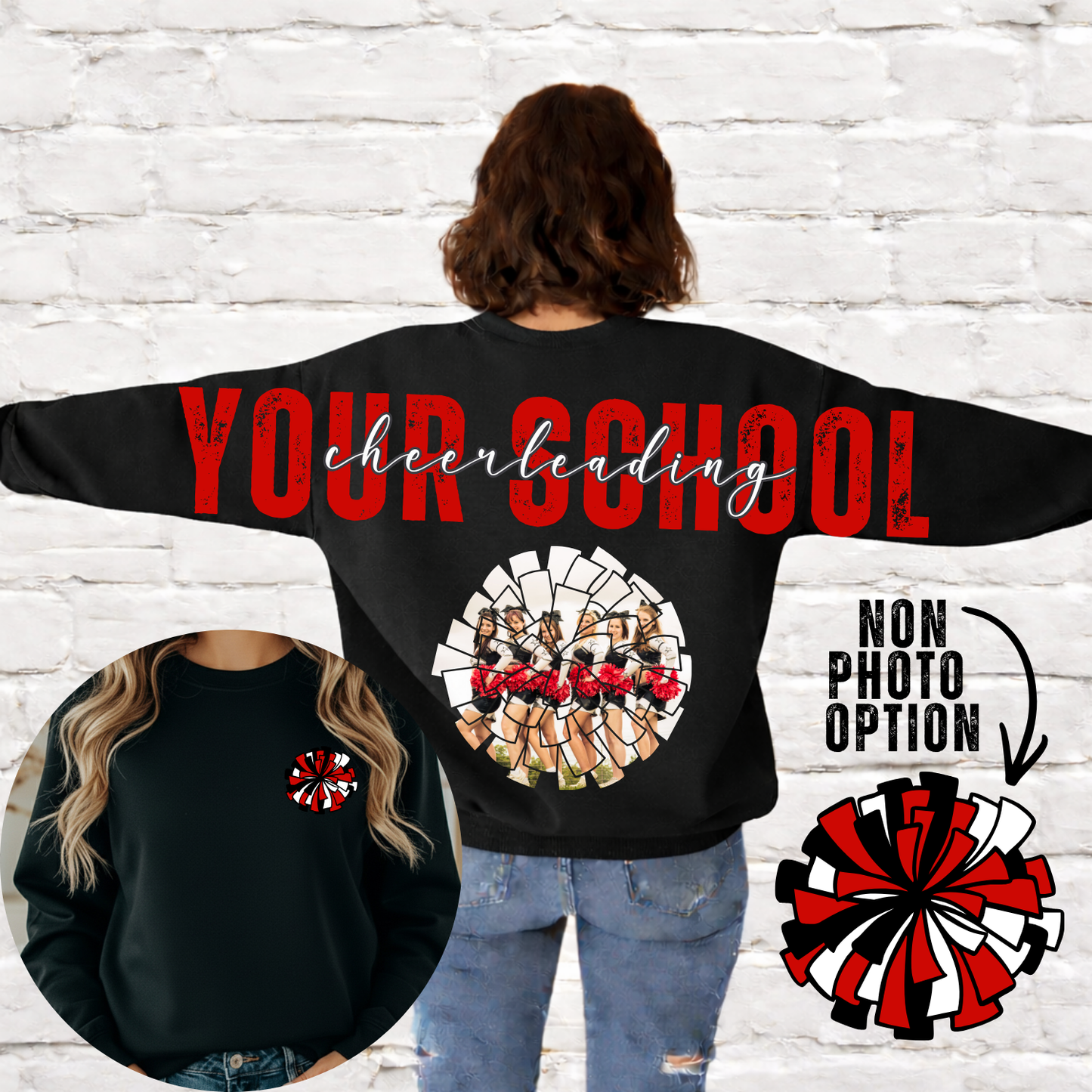 Cheerleading Pom Pom Photo Big Back Editable Template
