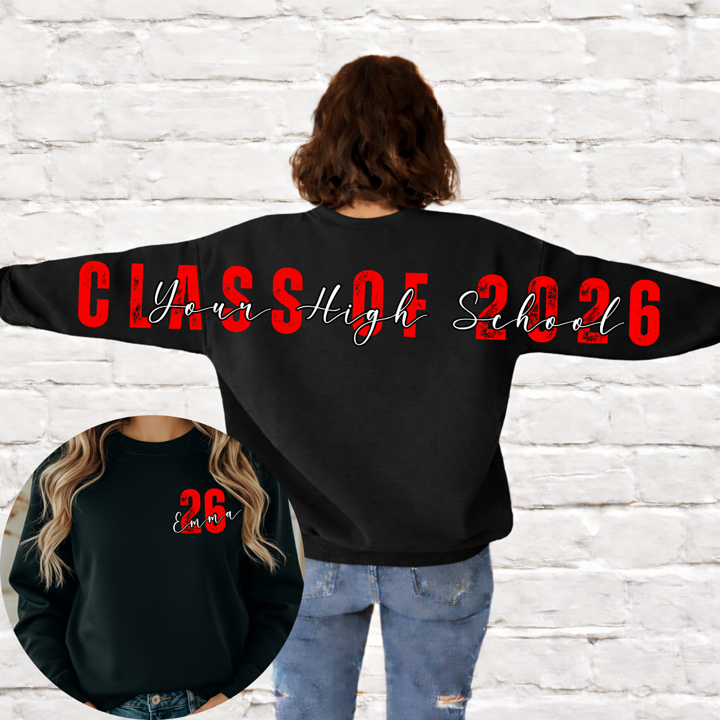 Class of YEAR Graduate Big Back Long Editable Template