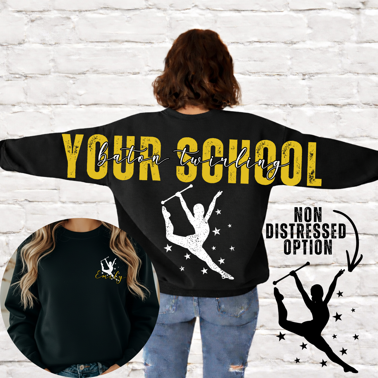 Baton Twirling Big Back Editable Template