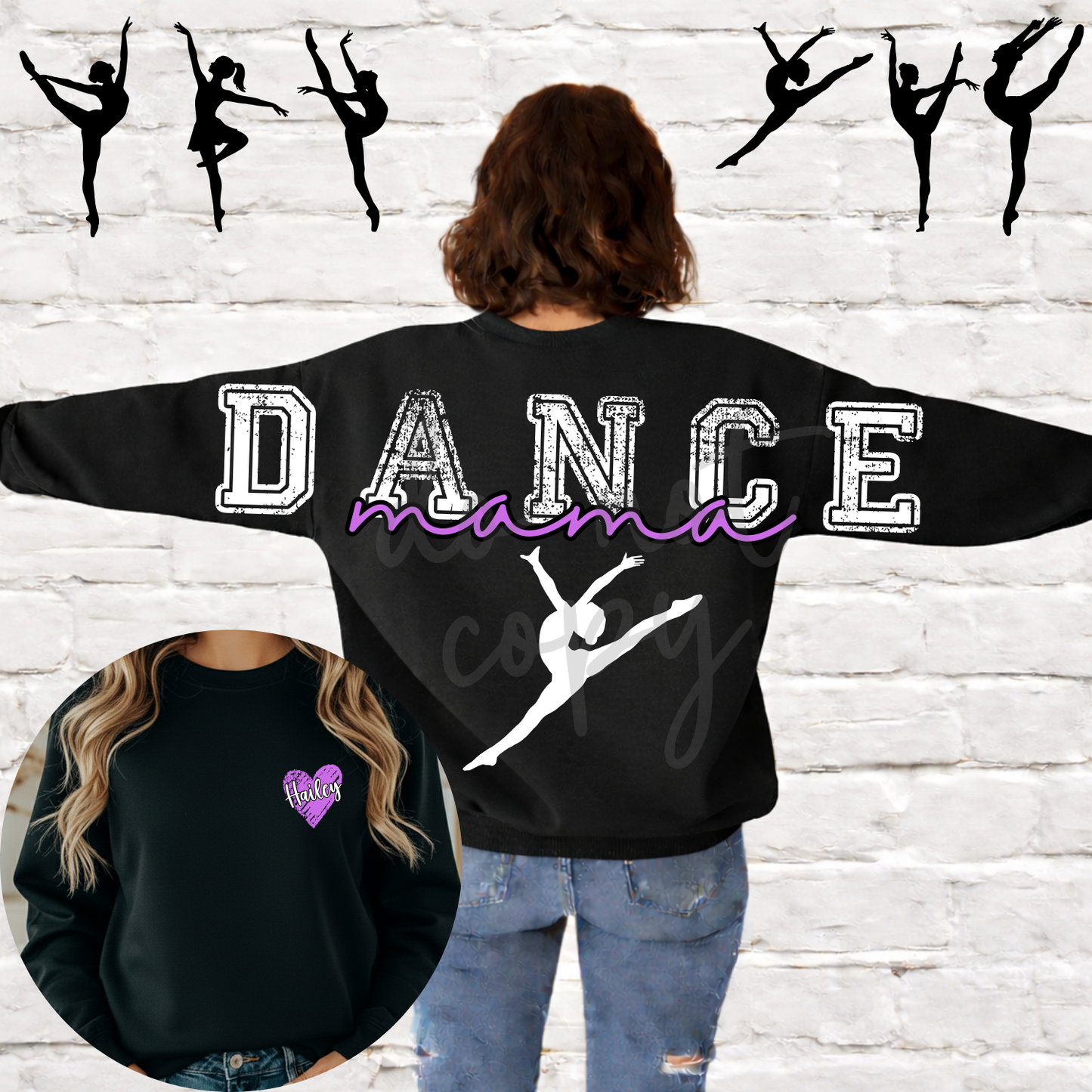 Dance Mama Long Editable Template - includes 6 dancer silhouette options