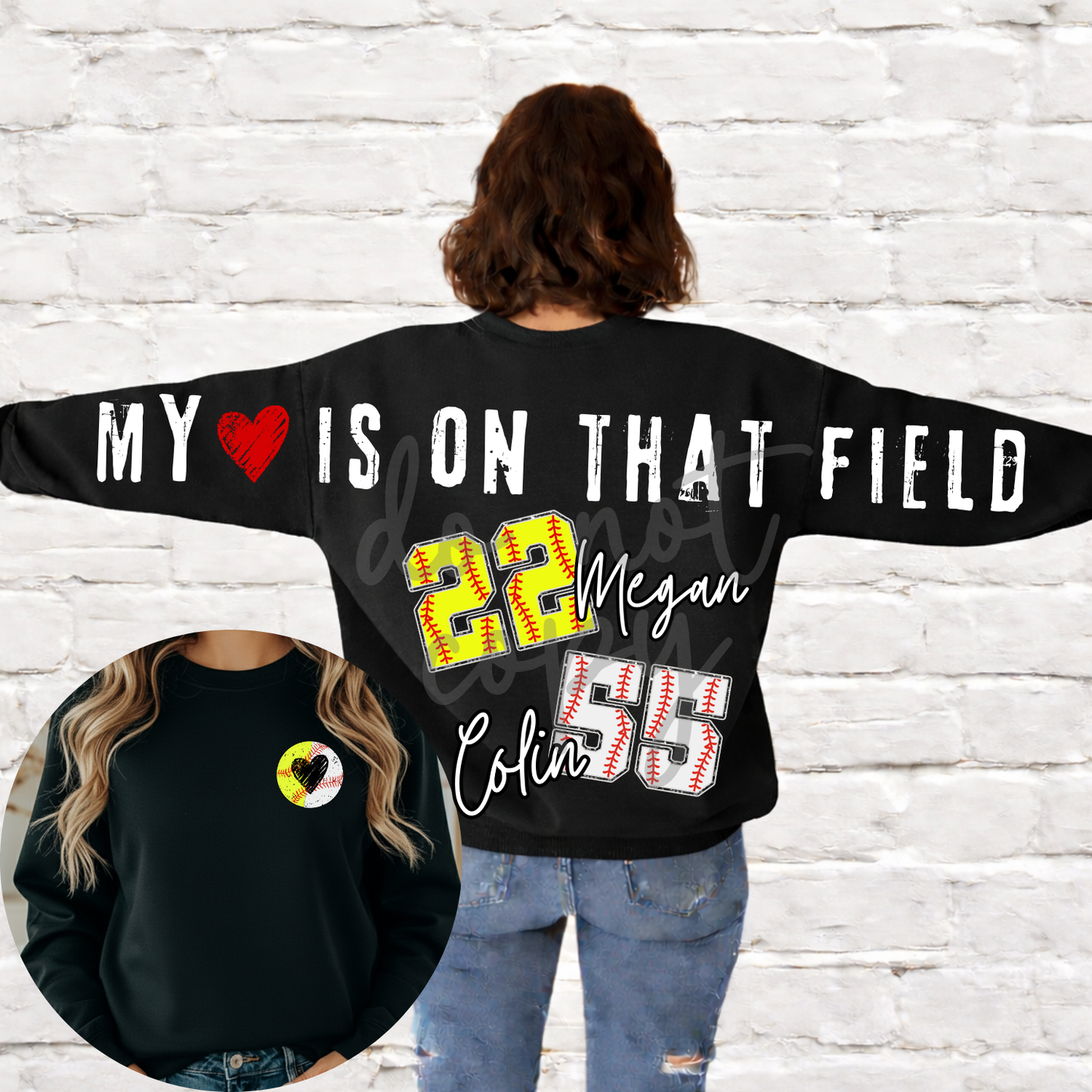 My Heart is on that field long baseball softball editable template